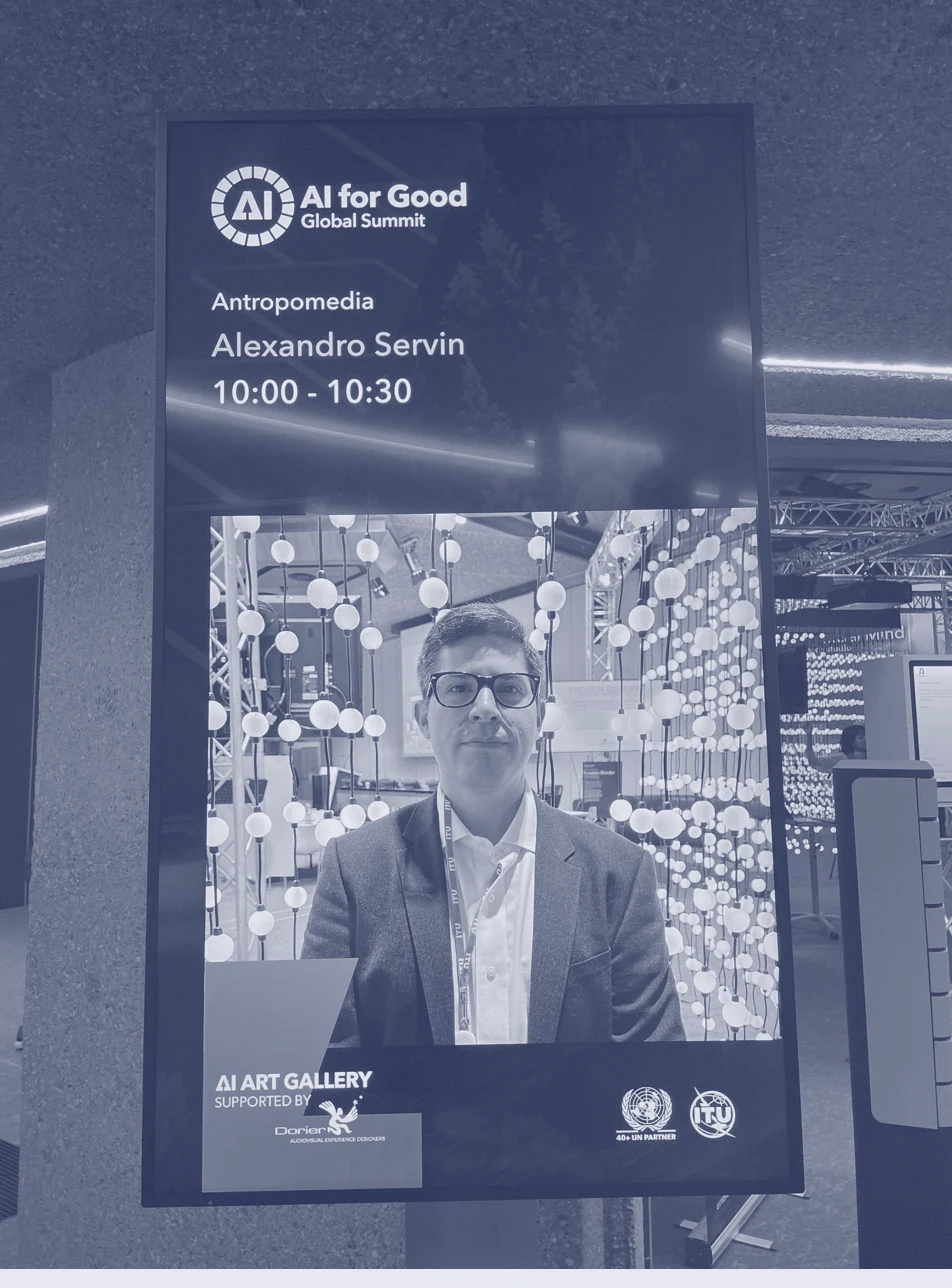 Alex Servin on the AI for Good Global Summit digital signage in Geneva